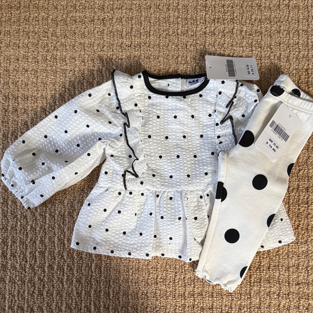 White Polka Dot Baby Outfit